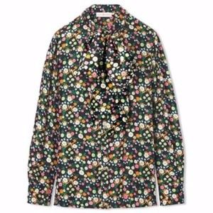 NWT Floral Tory Burch Azra Bow / Tie Neck Blouse