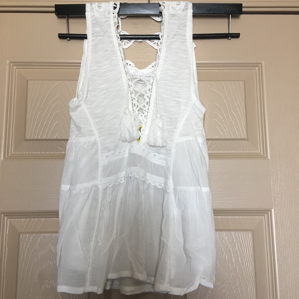 Beautiful sheer crochet lace up babydoll tank