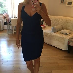 Blue cocktail Herve Leger bandage dress