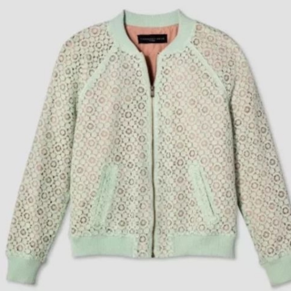 Victoria Beckham Women Mint Lace Bomber Jacket 1X