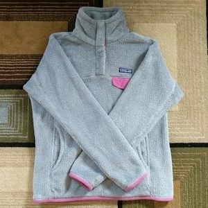 Light Gray and Pink Fleece Re-Tool Snap-T Pullover