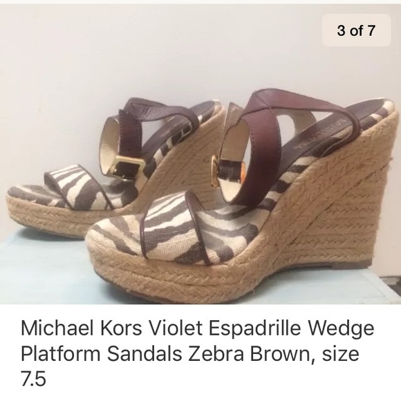 Michael Kors Zebra Espadrille Wedge Sandal, 7.5 - Picture 3 of 7