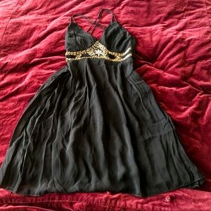 Black Beaded Criss Cross Back Dress
