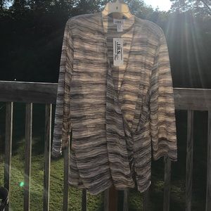 NWT Brown and Tan Long Sleeve Sheer Top