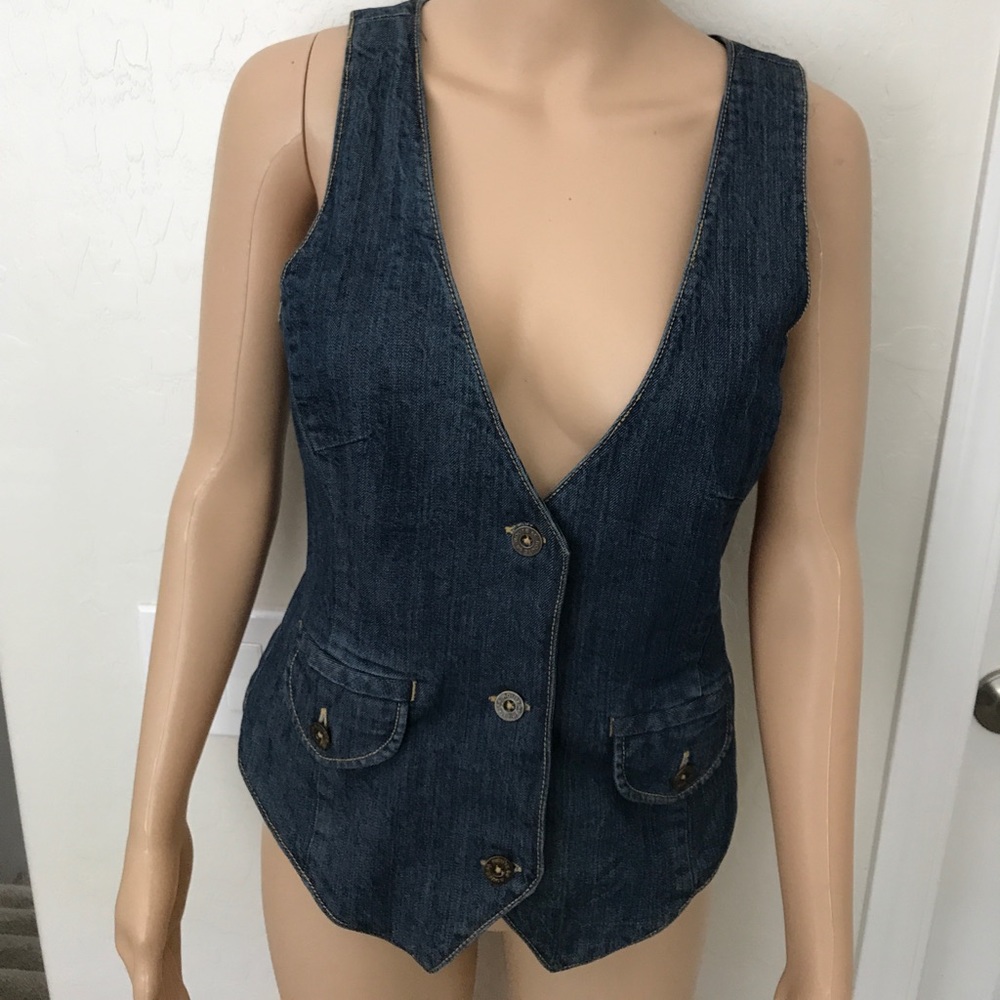 Route 66 original Denim V neck sleeveless jacket
