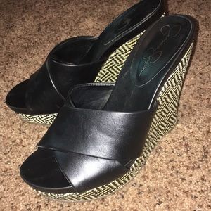 Jessica Simpson black wedge heels size 7.5