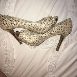 Audrey Brooke gold sparkly heels