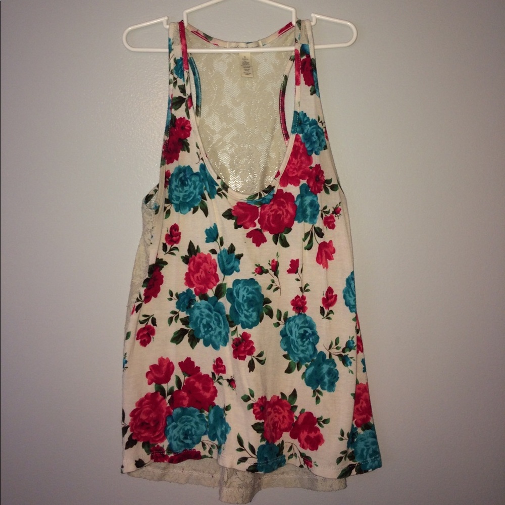 Floral Lace Back Tank Top