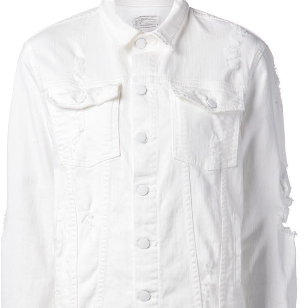 Current and Elliot white distressed denim jacket