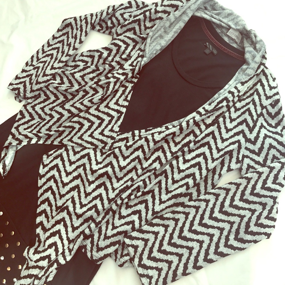 Gray and Black Chevron Cardigan