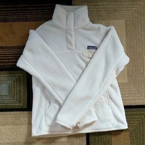 White and Beige Fleece Re-Tool Snap-T Pullover