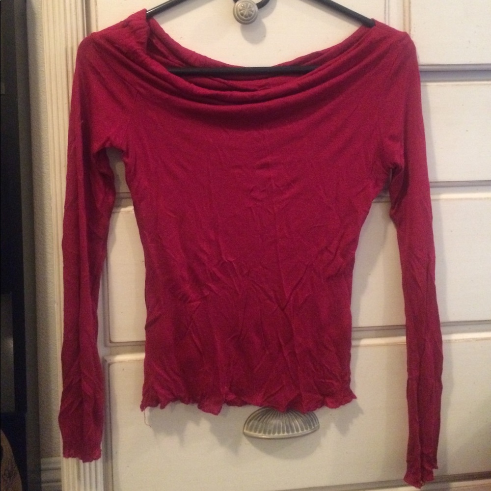 Red drapey shirt