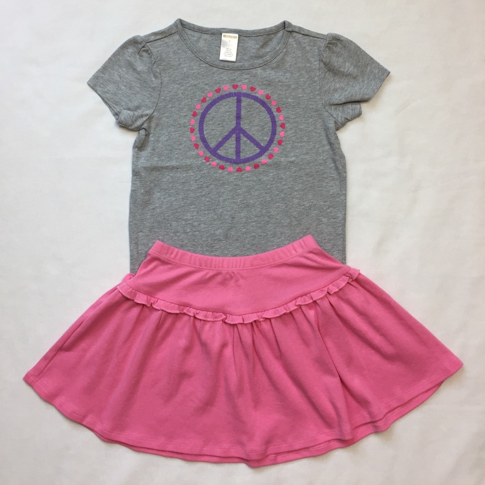 ⚡️SALE⚡️ Gymboree Factory Peace Shirt & Pink Skirt