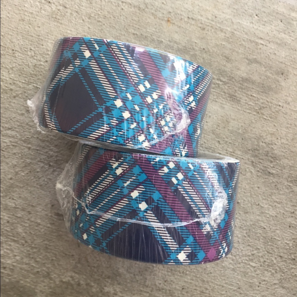 TWO DISCONTINUED UNOPENED BLUE PLAID ROLLS
