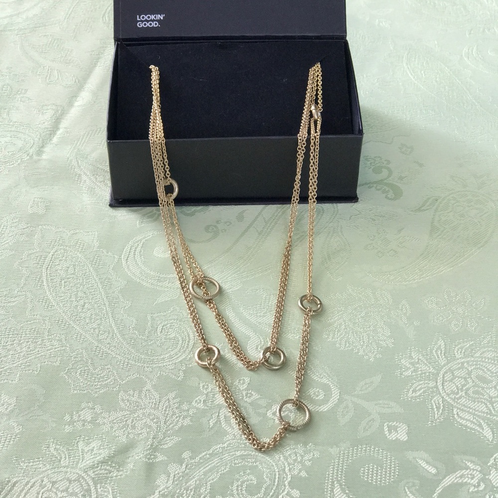 Gold tone long adjustable necklace