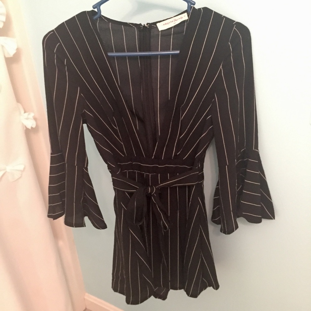 Black striped romper