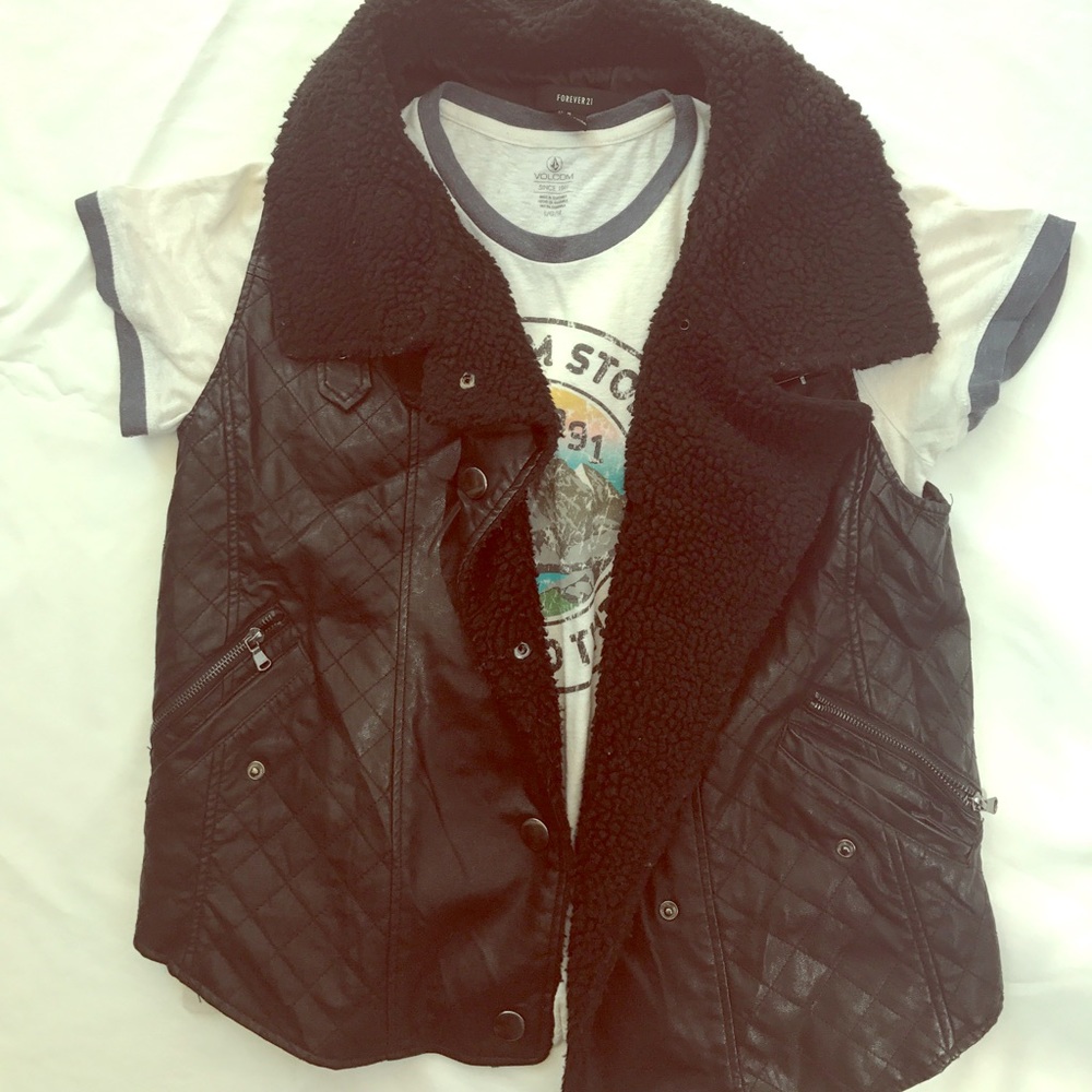 Forever 21 Black Faux Leather Vest.