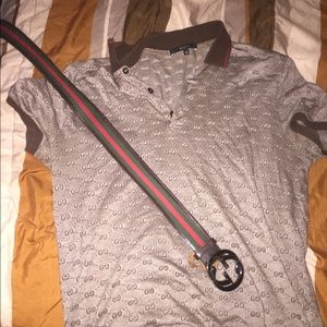 Gucci shirt and Gucci belt