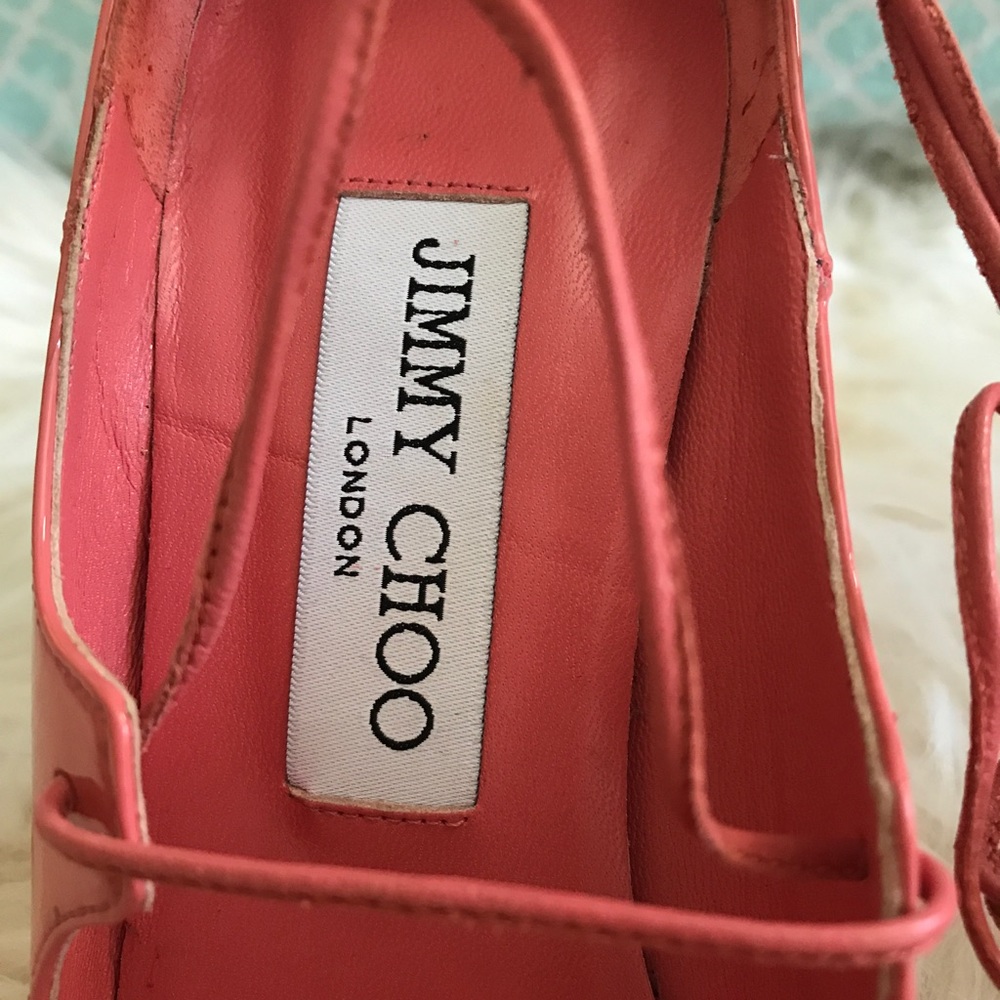 Jimmy Choo Vita Patent Leather Lace Up Pump Heels