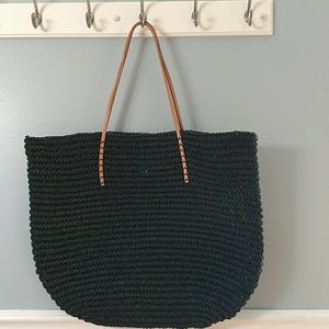 NWOT Woven Shoulder Tote w/ leather handles