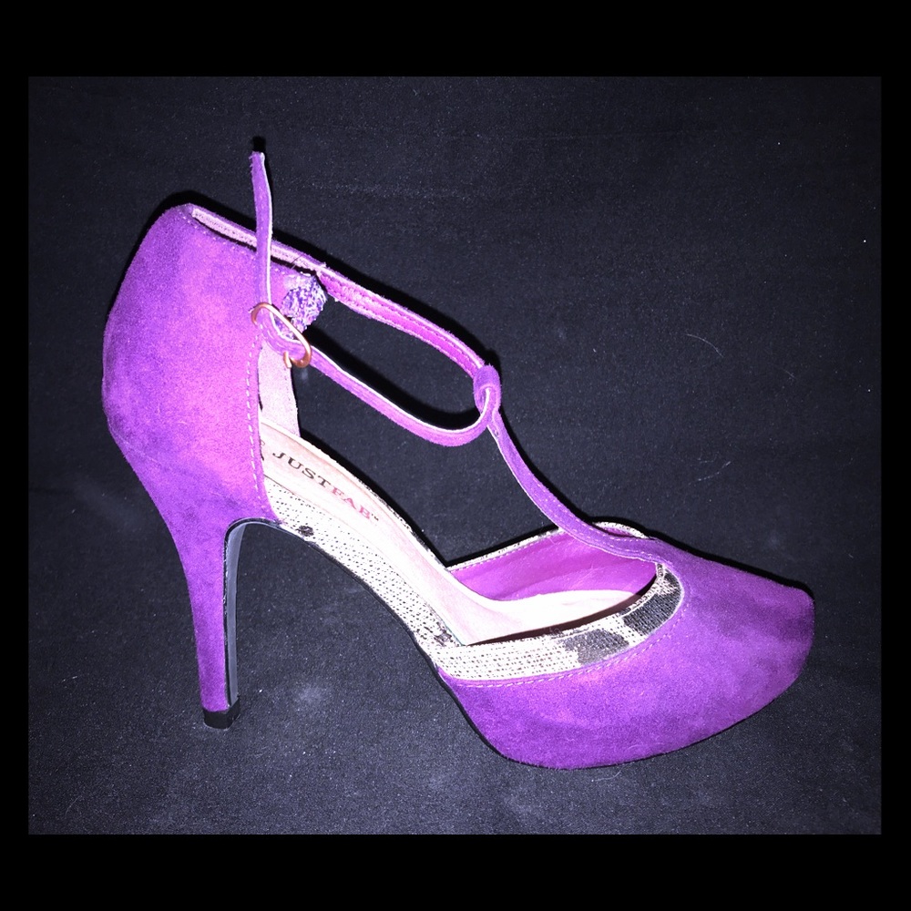 Purple suede pumps