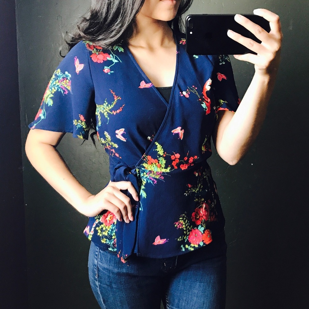 Blue wrap around Blouse