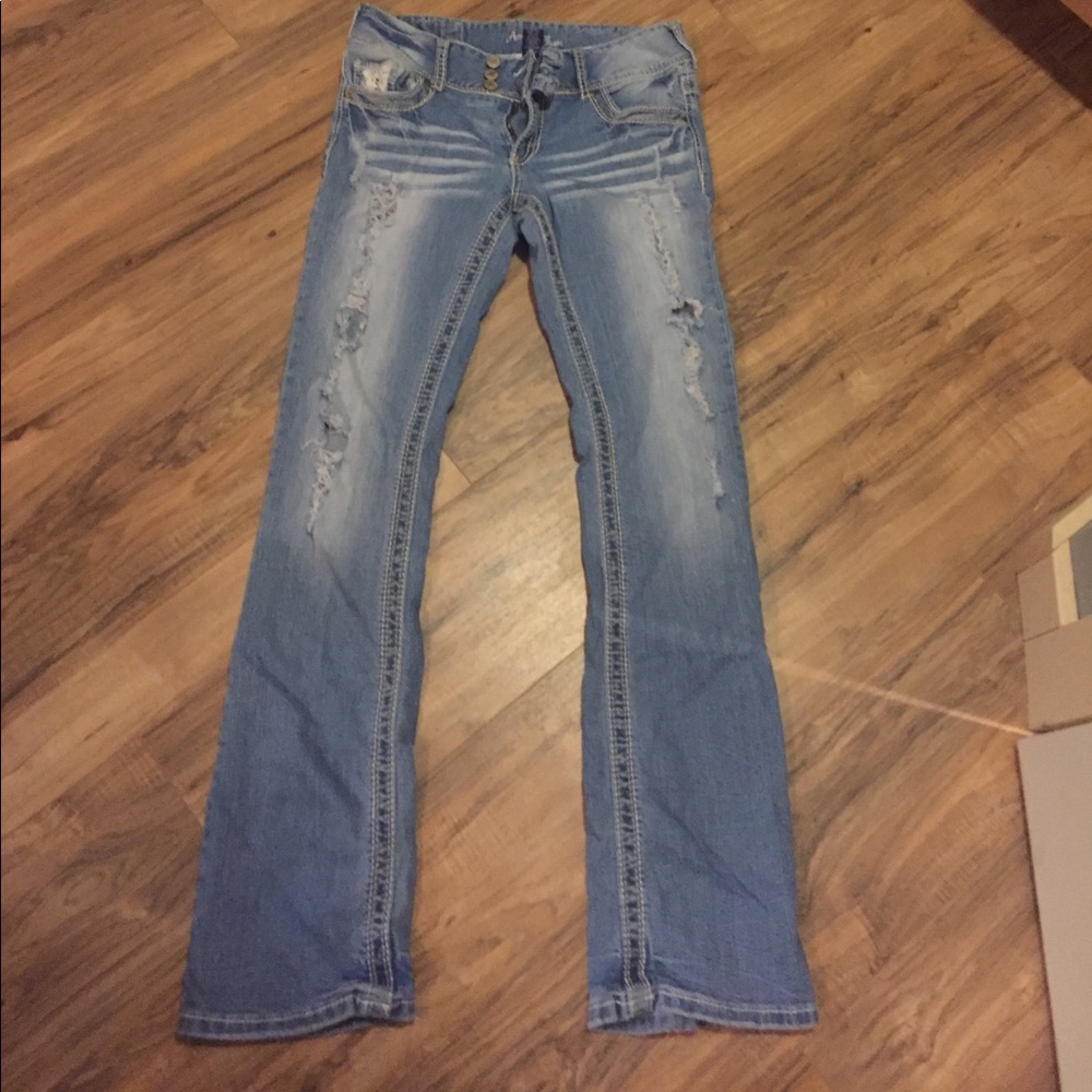 Amethyst jeans. Size 9 long. Distressed
