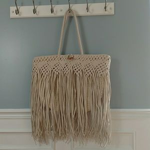 NWOT Woven shoulder bag with leather handles