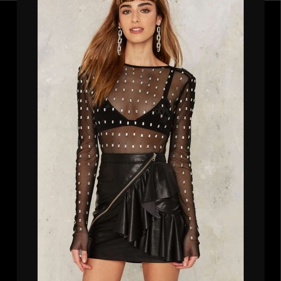 R242 Le chat noir mesh bodysuit | - Picture 2 of 5