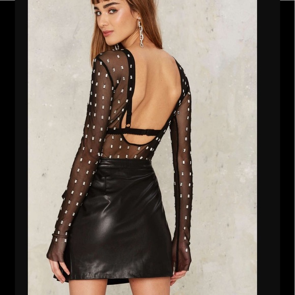 R242 Le chat noir mesh bodysuit | - Picture 3 of 5