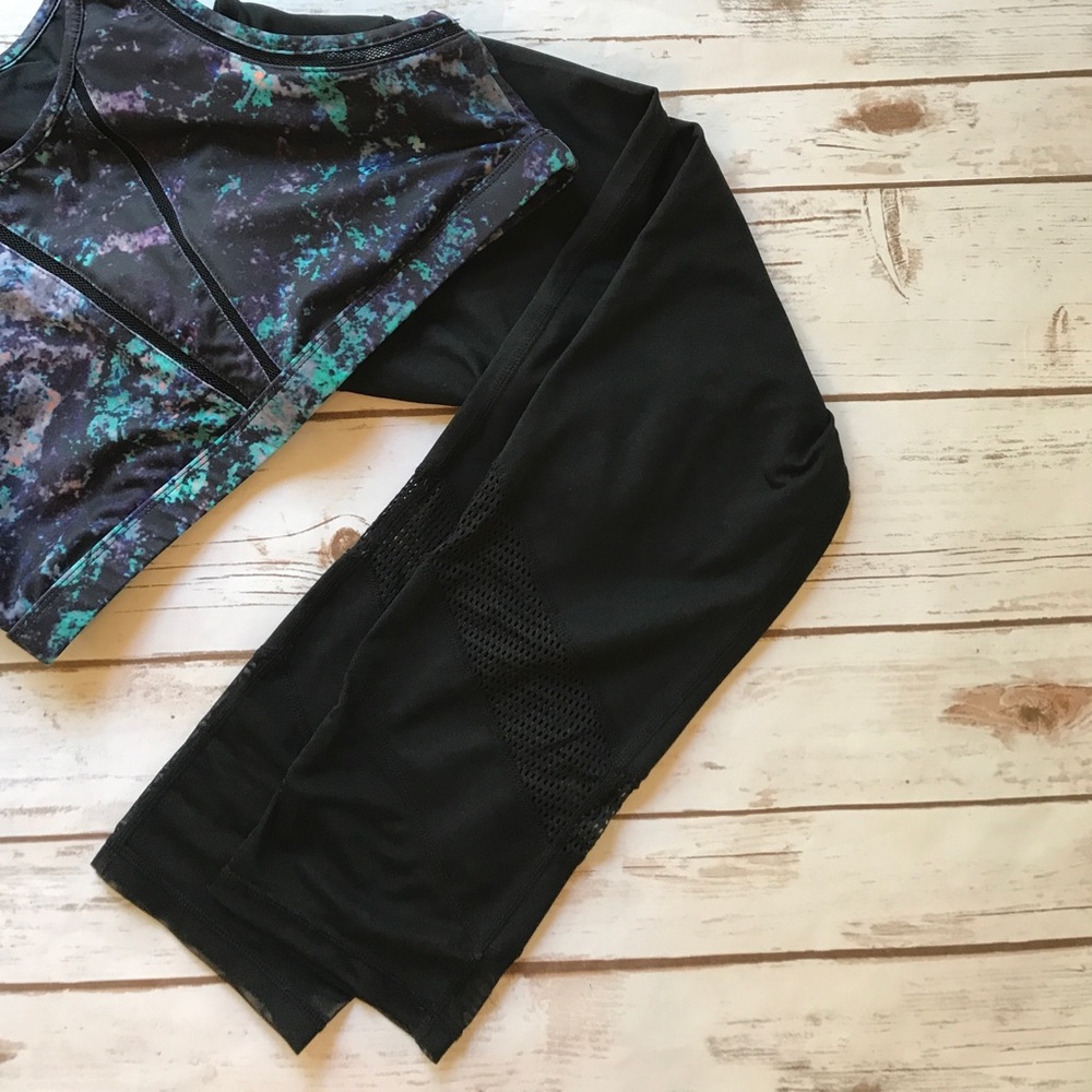 Zella Capri leggings with mesh ankle detail