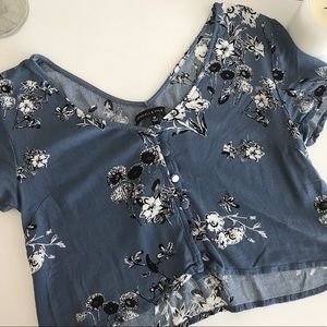 Blue Floral Kendall & Kylie Crop Top