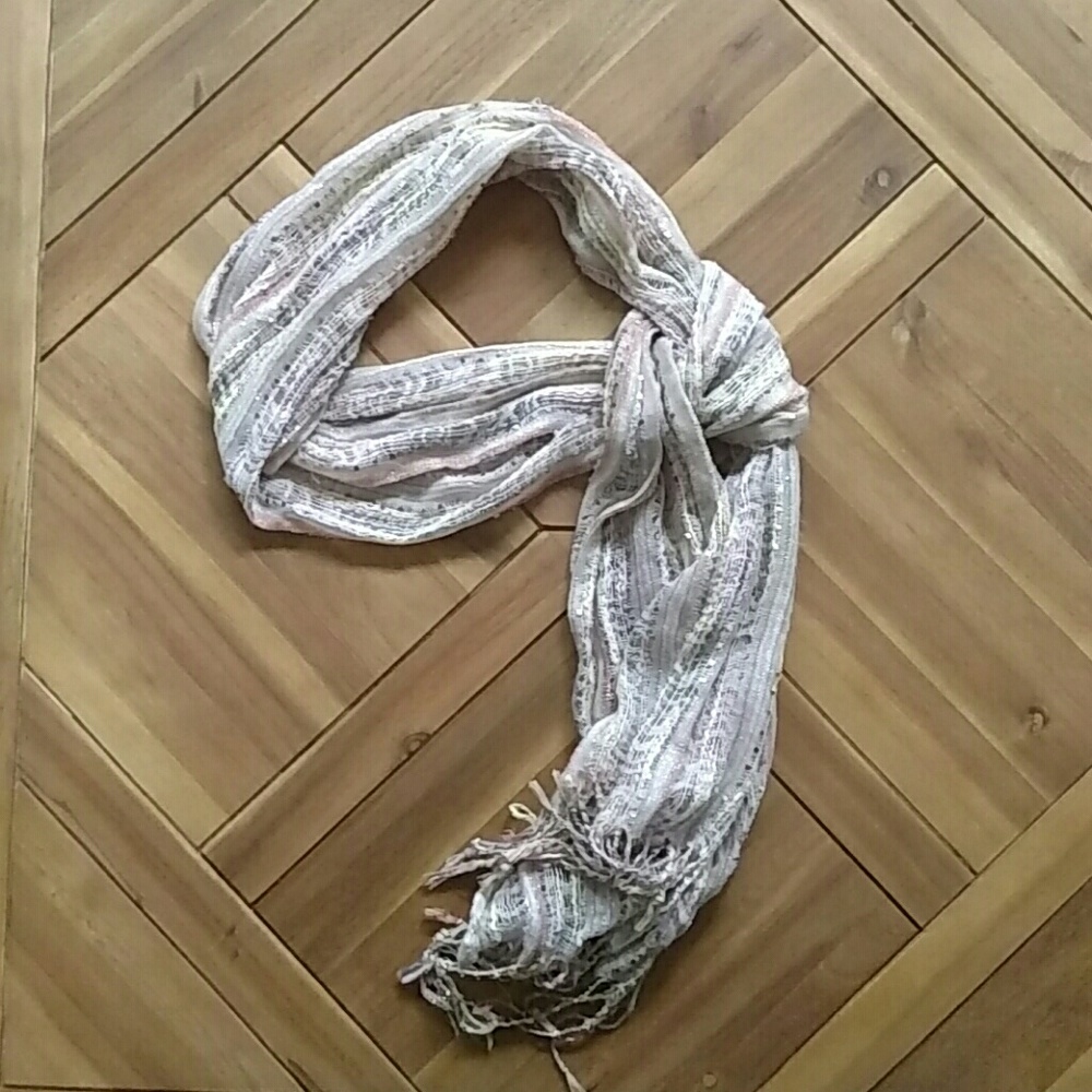 Natural striped scarf