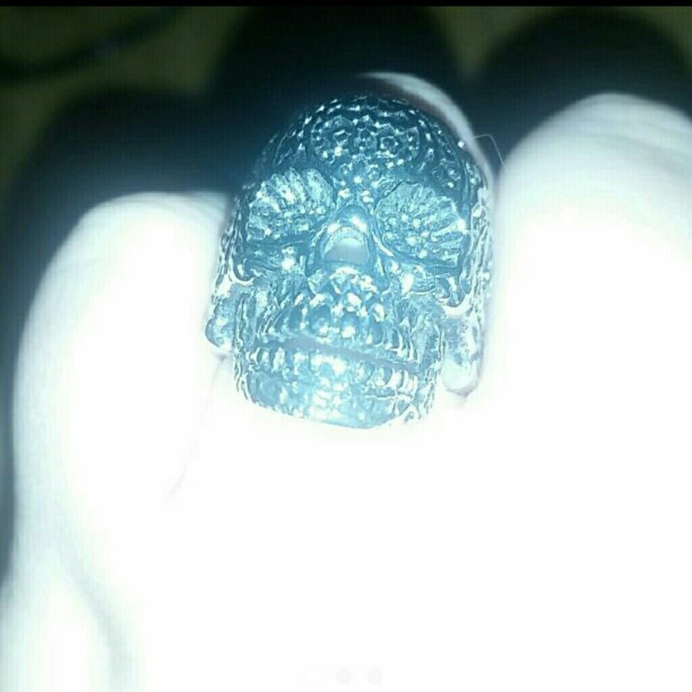 Mens Biker Sugar Skull Ring