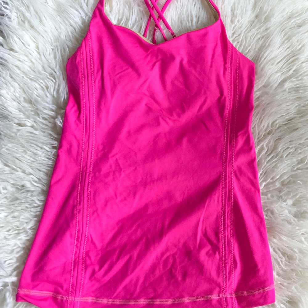 Lululemon hot pink tank top w/ sports bra under