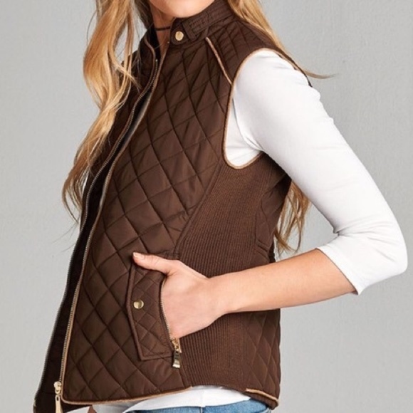 Quilted Vest - Brown - Picture 3 of 4