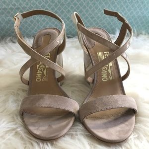 Beige Salvatore Ferragamo Patchwork Wedges