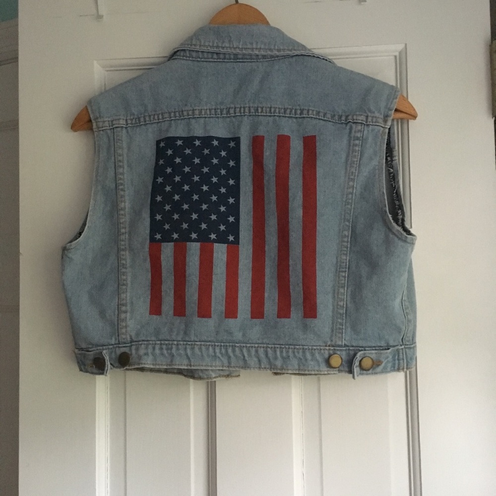 American Apparel flag cropped denim vest 🇺🇸
