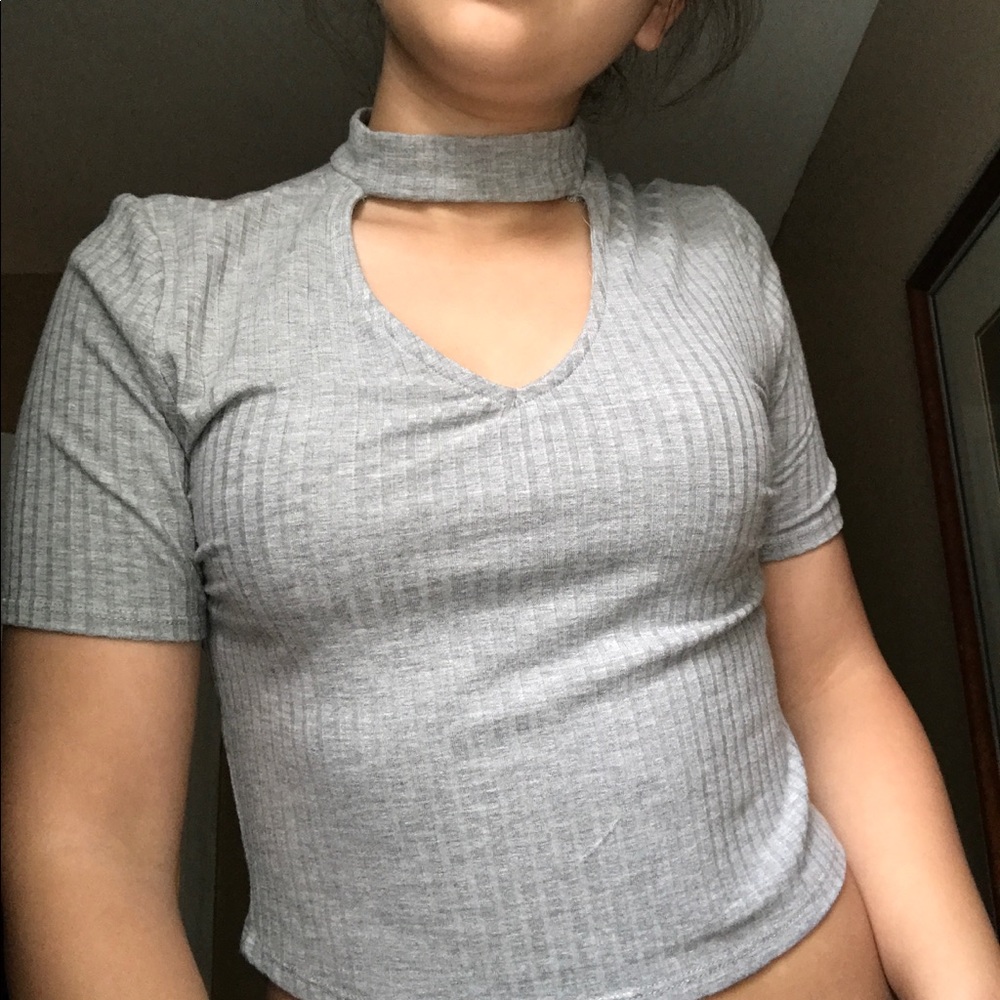 Open V-Neck Crop Top