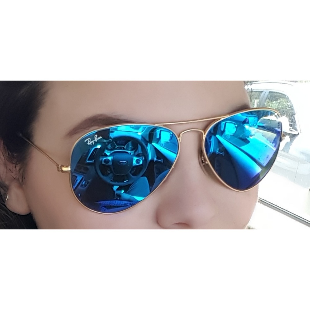 Ray Ban blue reflective polarized lens sunglasses