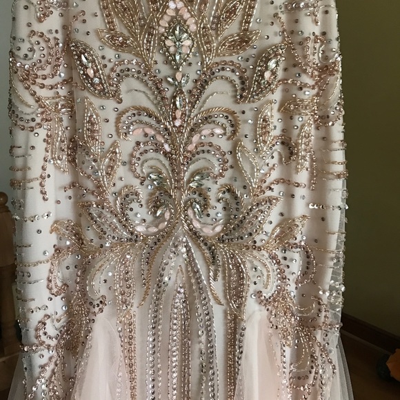 ranna gill beaded maxi dress Scala 61315 Long Beaded Formal Fringe Prom Dress