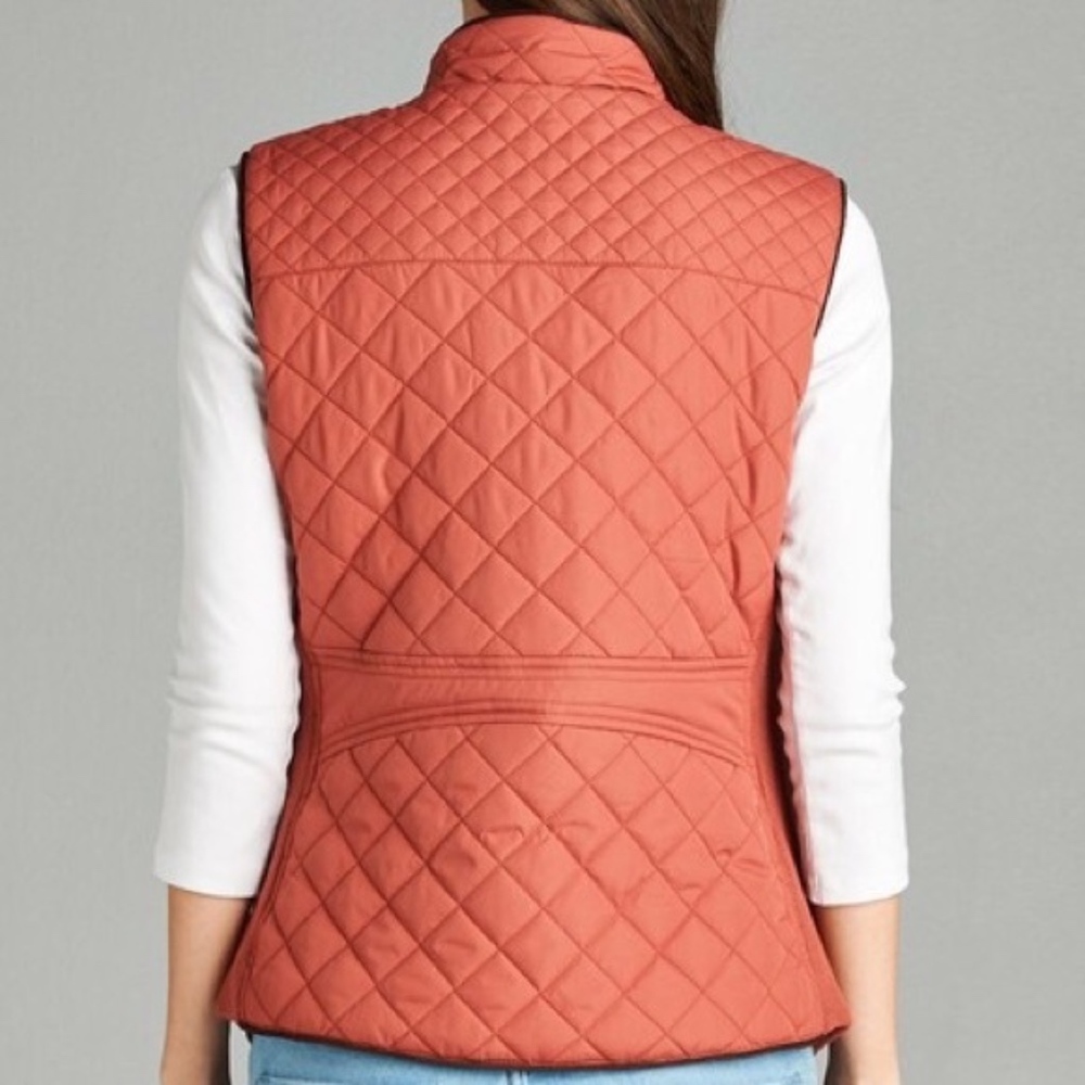 SOLD OUT! Quilted Vest - Coral - Picture 2 of 3