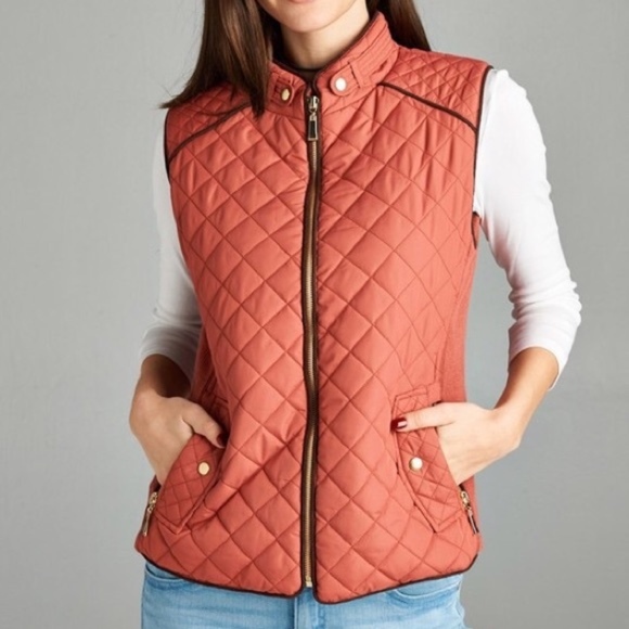 SOLD OUT! Quilted Vest - Coral - Picture 3 of 3