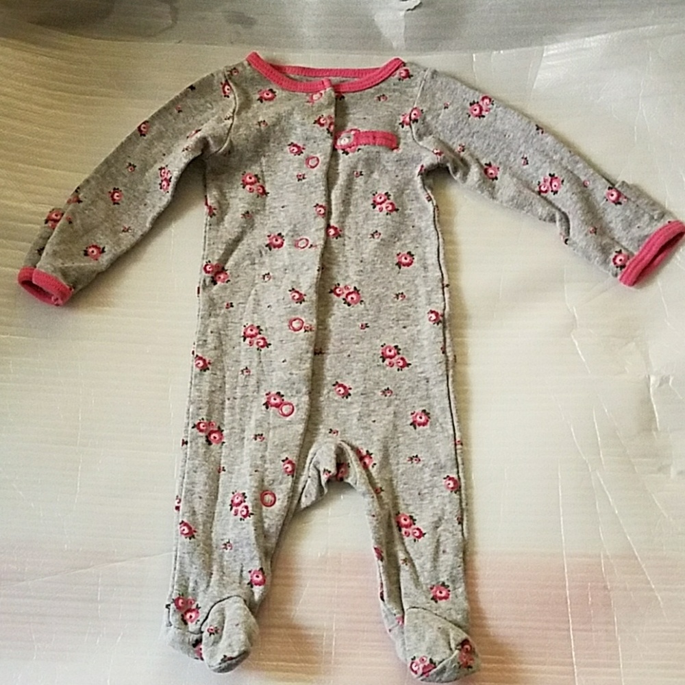 Carter's Floral Gray pink print onesie pj