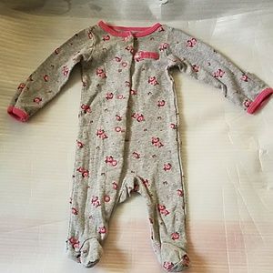 Carter's Floral Gray pink print onesie pj