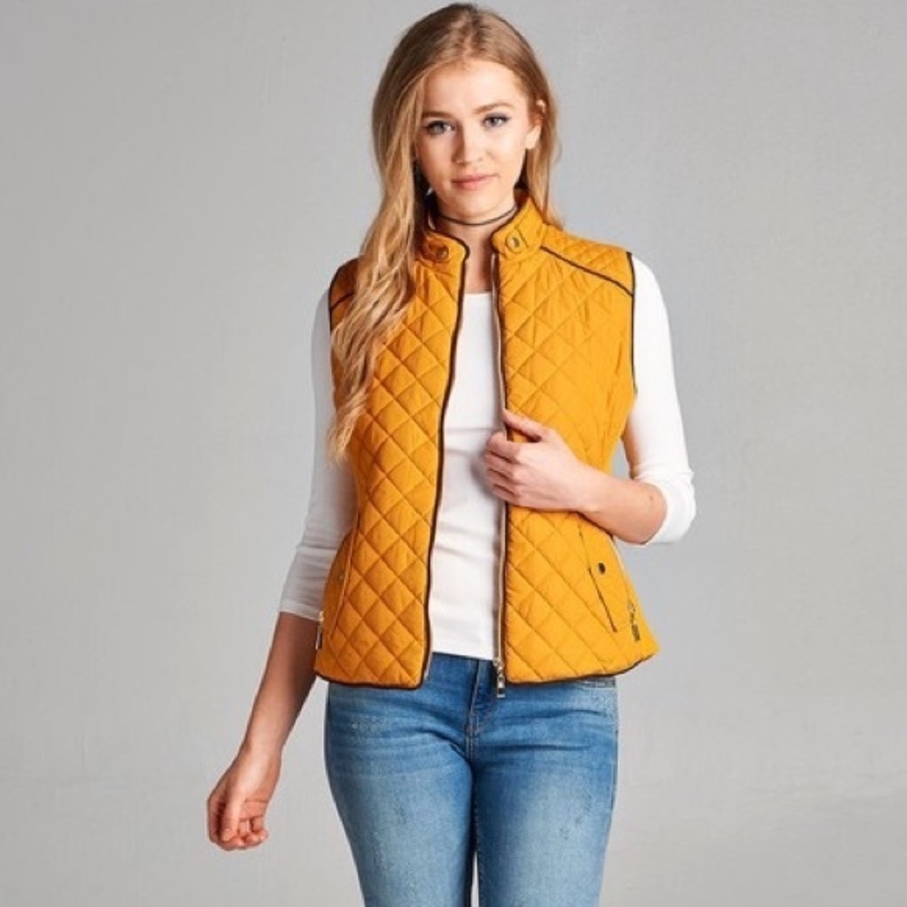 SOLD OUT! Quilted Vest - Mustard - Picture 4 of 4