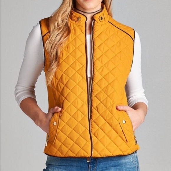 SOLD OUT! Quilted Vest - Mustard - Picture 3 of 4