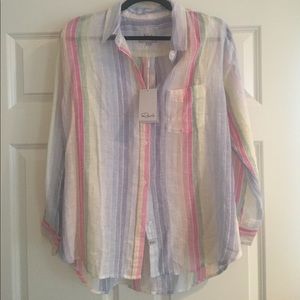 Charli- rainbow stripe linen shirt