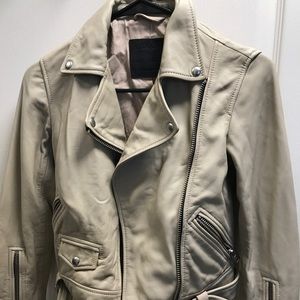 All saints cream leather biker jacket