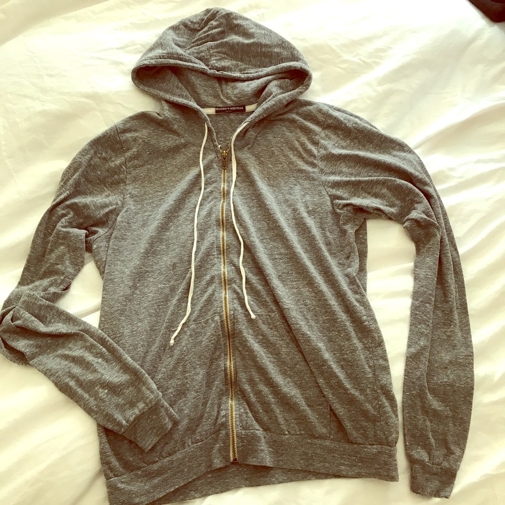 Brandy Melville Relaxed Grey/Gray Zip-Up Hoodie